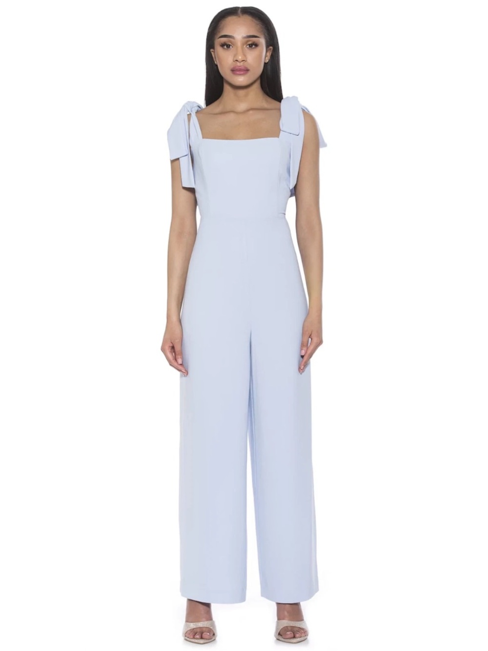 Alexia Admor Pastel Blue Tie-Shoulder Wide-Leg Jumpsuit - 4